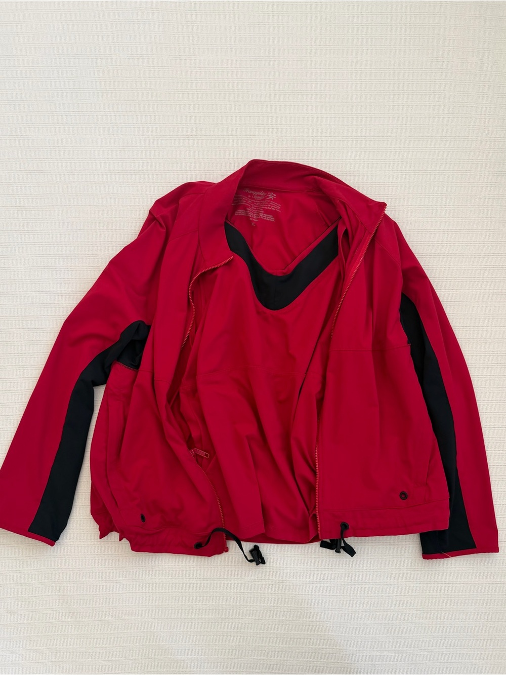 Soma Tranquility Red Black Activewear Set Track Jacket & V-Neck Tank Top XL